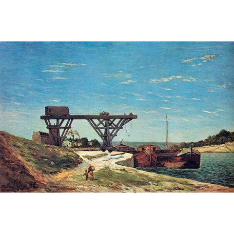 The Seine Between Pont DIena And Pont De Grenelle Gold Ornate Wood Framed Art Print with Double Matting by Gauguin, Paul