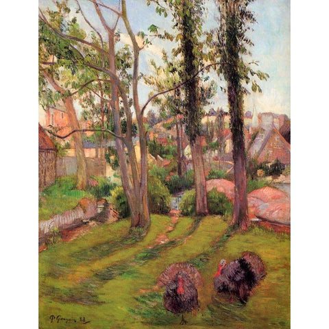 The Turkeys White Modern Wood Framed Art Print by Gauguin, Paul