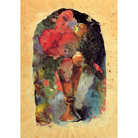 Vase Of Flowers After Delacroix White Modern Wood Framed Art Print by Gauguin, Paul