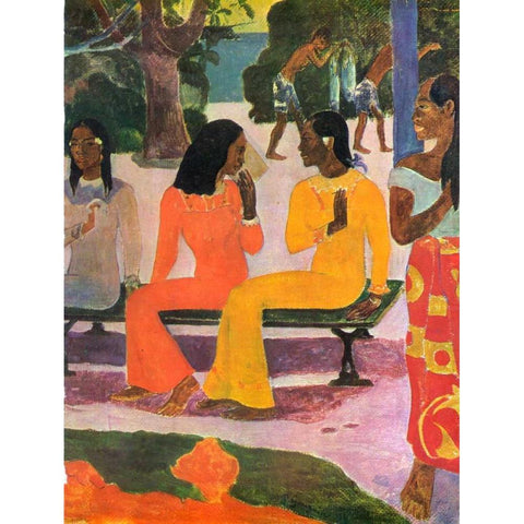 We Shall Not Go To Market Detail Black Modern Wood Framed Art Print by Gauguin, Paul