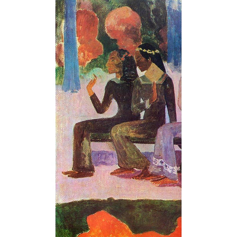 We Shall Not Go To Market Detail 2 White Modern Wood Framed Art Print by Gauguin, Paul