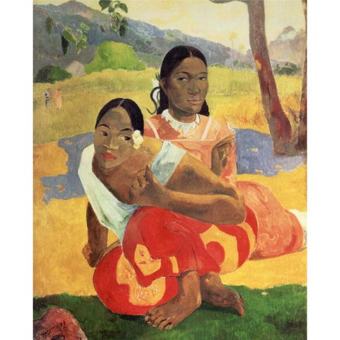 When Will You Marry Gold Ornate Wood Framed Art Print with Double Matting by Gauguin, Paul