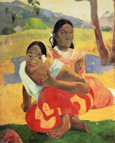 When Will You Marry White Modern Wood Framed Art Print with Double Matting by Gauguin, Paul