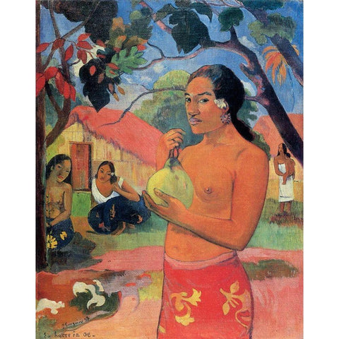 Where Are You Going Black Modern Wood Framed Art Print with Double Matting by Gauguin, Paul