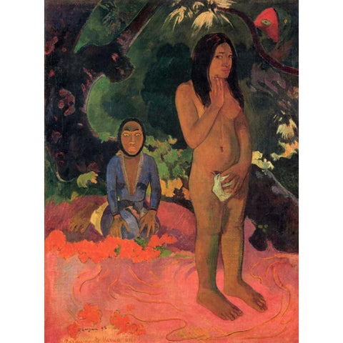 Words Of The Devil Black Modern Wood Framed Art Print with Double Matting by Gauguin, Paul