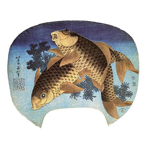 Two Carp 1831 White Modern Wood Framed Art Print by Hokusai