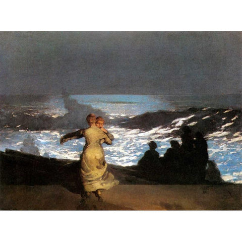 A Summer Night White Modern Wood Framed Art Print by Homer, Winslow