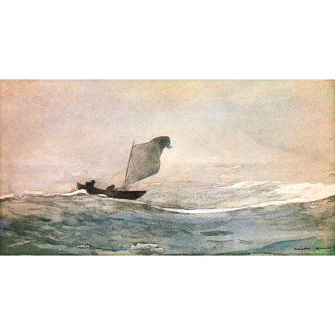 Blown Away White Modern Wood Framed Art Print by Homer, Winslow