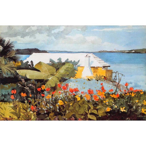 Flower Garden And Bungalow Bermuda Black Modern Wood Framed Art Print with Double Matting by Homer, Winslow