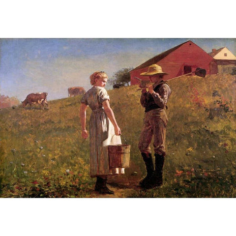 Gloucester Farm White Modern Wood Framed Art Print by Homer, Winslow