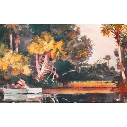 Homosassa Jungle Black Modern Wood Framed Art Print with Double Matting by Homer, Winslow