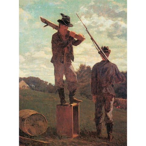 In Front Of The Guard House Black Modern Wood Framed Art Print with Double Matting by Homer, Winslow