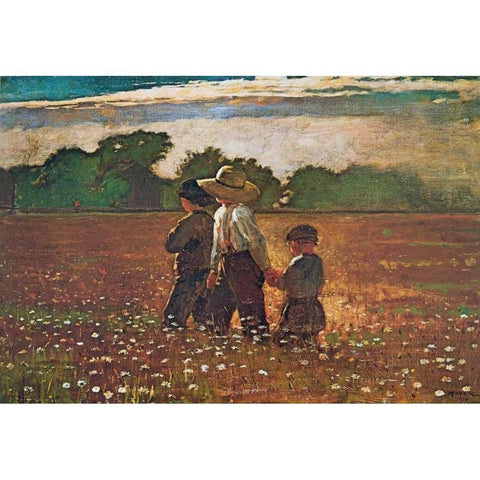 In The Mowing Black Modern Wood Framed Art Print with Double Matting by Homer, Winslow