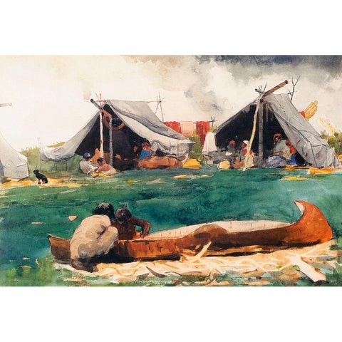 Montagnais Indians Black Modern Wood Framed Art Print with Double Matting by Homer, Winslow