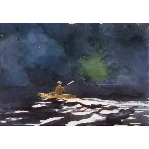 Paddling At Dusk White Modern Wood Framed Art Print by Homer, Winslow