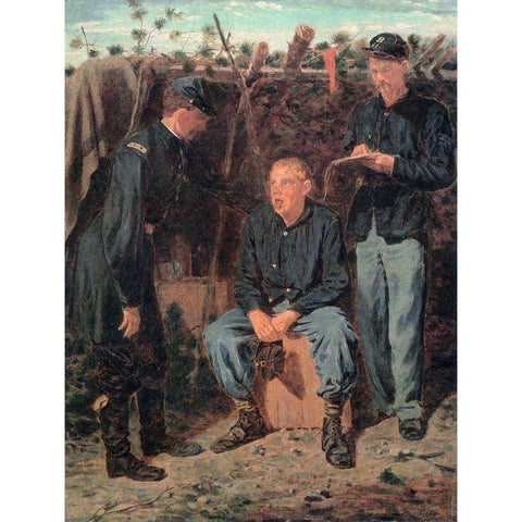 Playing Old Soldier Gold Ornate Wood Framed Art Print with Double Matting by Homer, Winslow