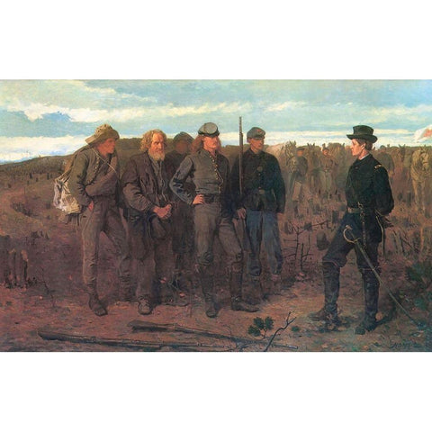 Prisoners From The Front Gold Ornate Wood Framed Art Print with Double Matting by Homer, Winslow