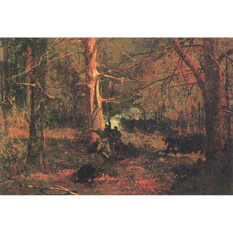 Skirmish In The Wilderness Gold Ornate Wood Framed Art Print with Double Matting by Homer, Winslow