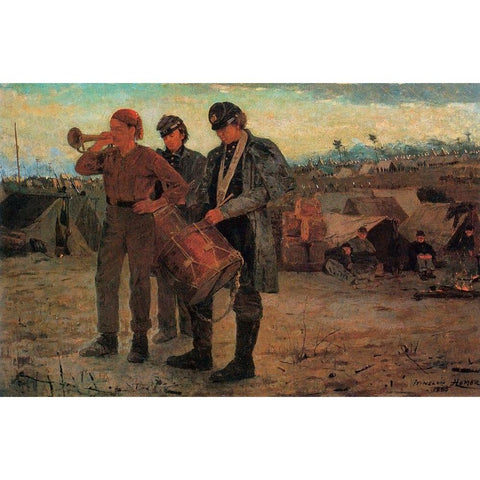 Sounding Reveille Black Modern Wood Framed Art Print by Homer, Winslow