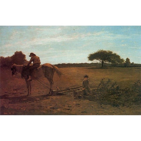 The Brush Harrow Gold Ornate Wood Framed Art Print with Double Matting by Homer, Winslow