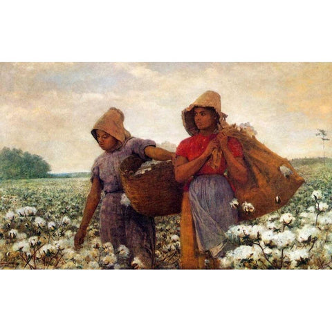 The Cotton Pickers Black Modern Wood Framed Art Print with Double Matting by Homer, Winslow