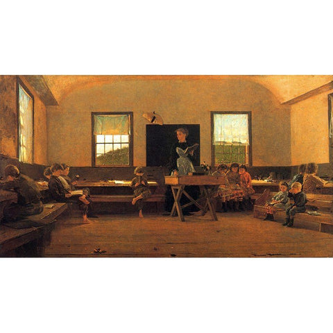 The Country School White Modern Wood Framed Art Print by Homer, Winslow