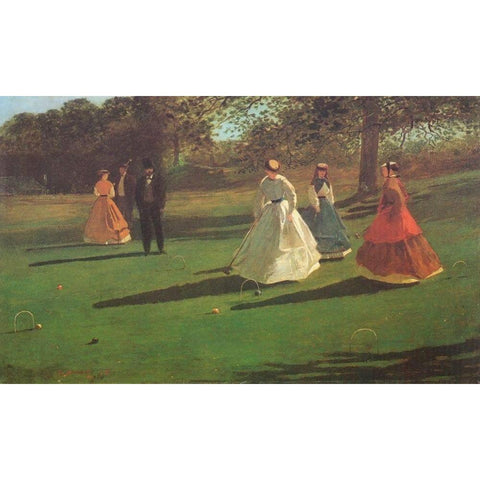 The Croquet Players Black Modern Wood Framed Art Print with Double Matting by Homer, Winslow