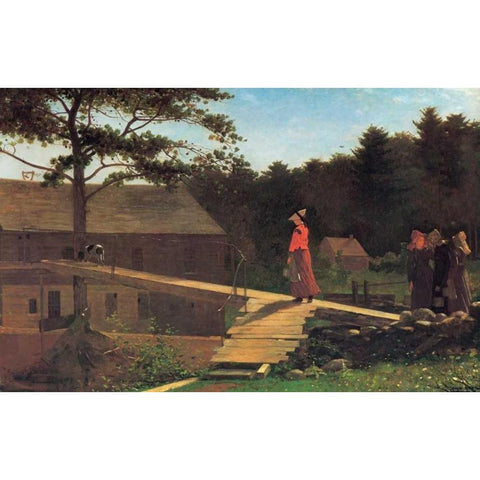 The Morning Bell Gold Ornate Wood Framed Art Print with Double Matting by Homer, Winslow