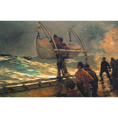 The Signal Of Distress White Modern Wood Framed Art Print by Homer, Winslow