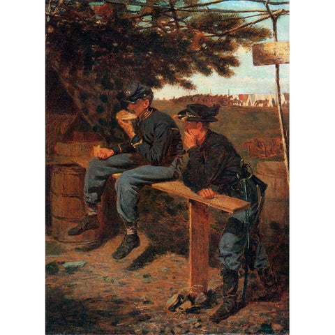 The Sutlers Tent Black Modern Wood Framed Art Print with Double Matting by Homer, Winslow