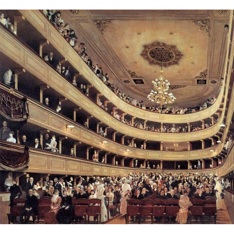 Auditorium Of The Old Burgtheater 1888 Black Modern Wood Framed Art Print with Double Matting by Klimt, Gustav