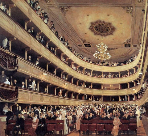 Auditorium Of The Old Burgtheater 1888 White Modern Wood Framed Art Print with Double Matting by Klimt, Gustav