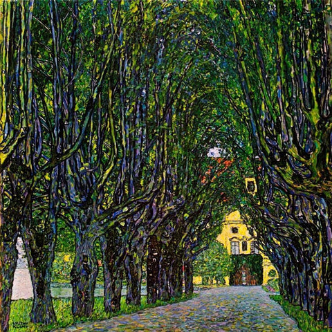 Avenue In Schloss Kammer Park 1913 Black Modern Wood Framed Art Print by Klimt, Gustav