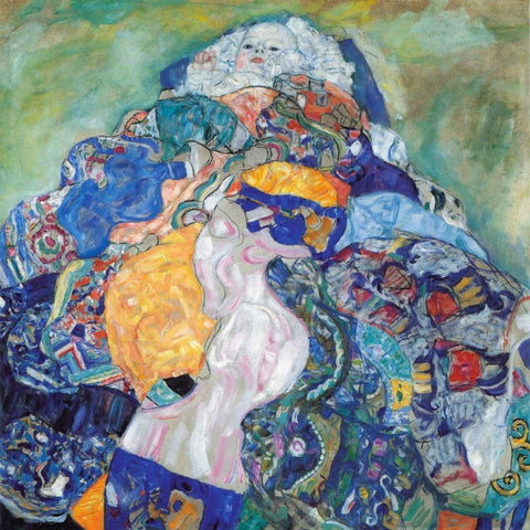 Baby 1917 Black Modern Wood Framed Art Print with Double Matting by Klimt, Gustav