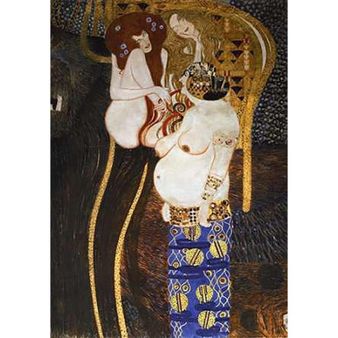 Beethoven Frieze (detail 2) Gold Ornate Wood Framed Art Print with Double Matting by Klimt, Gustav