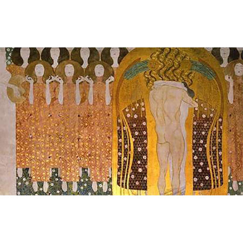 Beethoven Frieze (detail)1902 White Modern Wood Framed Art Print by Klimt, Gustav