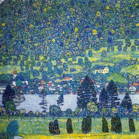 Forest Slope In Unterach On The Attersee 1917 Black Ornate Wood Framed Art Print with Double Matting by Klimt, Gustav