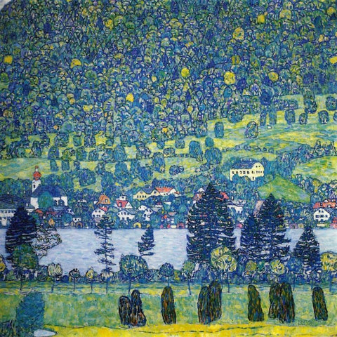 Forest Slope In Unterach On The Attersee 1917 Black Modern Wood Framed Art Print with Double Matting by Klimt, Gustav