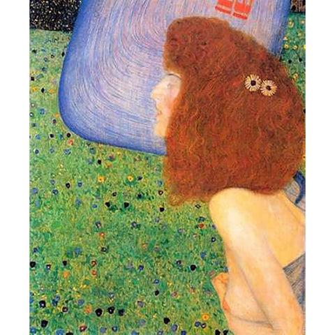 Girl With Blue Veil 1903 White Modern Wood Framed Art Print by Klimt, Gustav