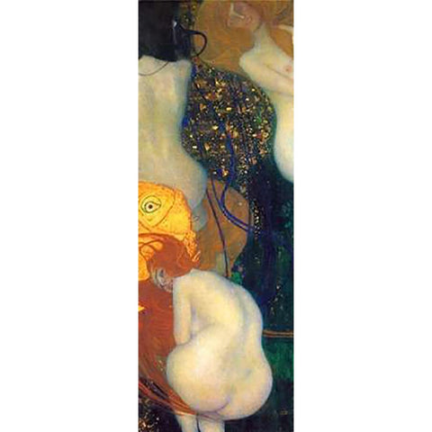 Goldfish White Modern Wood Framed Art Print by Klimt, Gustav