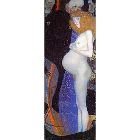 Hope I 1903 Gold Ornate Wood Framed Art Print with Double Matting by Klimt, Gustav