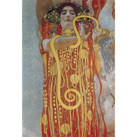 Hygeia Gold Ornate Wood Framed Art Print with Double Matting by Klimt, Gustav