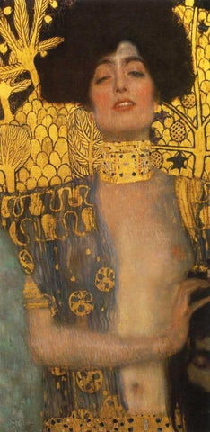 Judith Black Ornate Wood Framed Art Print with Double Matting by Klimt, Gustav