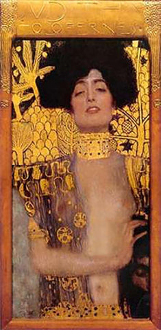 Judith (2) White Modern Wood Framed Art Print with Double Matting by Klimt, Gustav