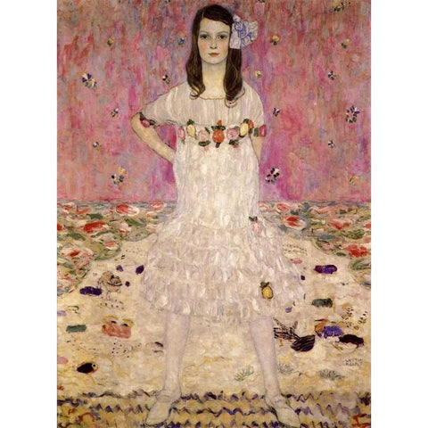 Mada Primavesi White Modern Wood Framed Art Print by Klimt, Gustav