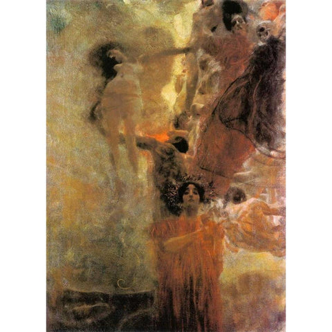 Medicine 1898 Black Modern Wood Framed Art Print with Double Matting by Klimt, Gustav