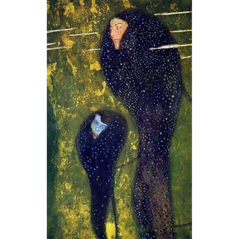 Mermaids 1899 White Modern Wood Framed Art Print by Klimt, Gustav