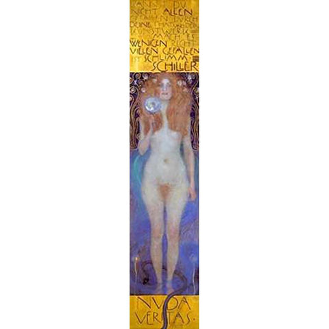 Nuda Veritas 1899 Gold Ornate Wood Framed Art Print with Double Matting by Klimt, Gustav