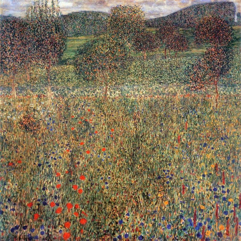 Orchard Black Modern Wood Framed Art Print with Double Matting by Klimt, Gustav