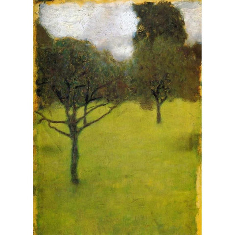 Orchard 1898 Gold Ornate Wood Framed Art Print with Double Matting by Klimt, Gustav